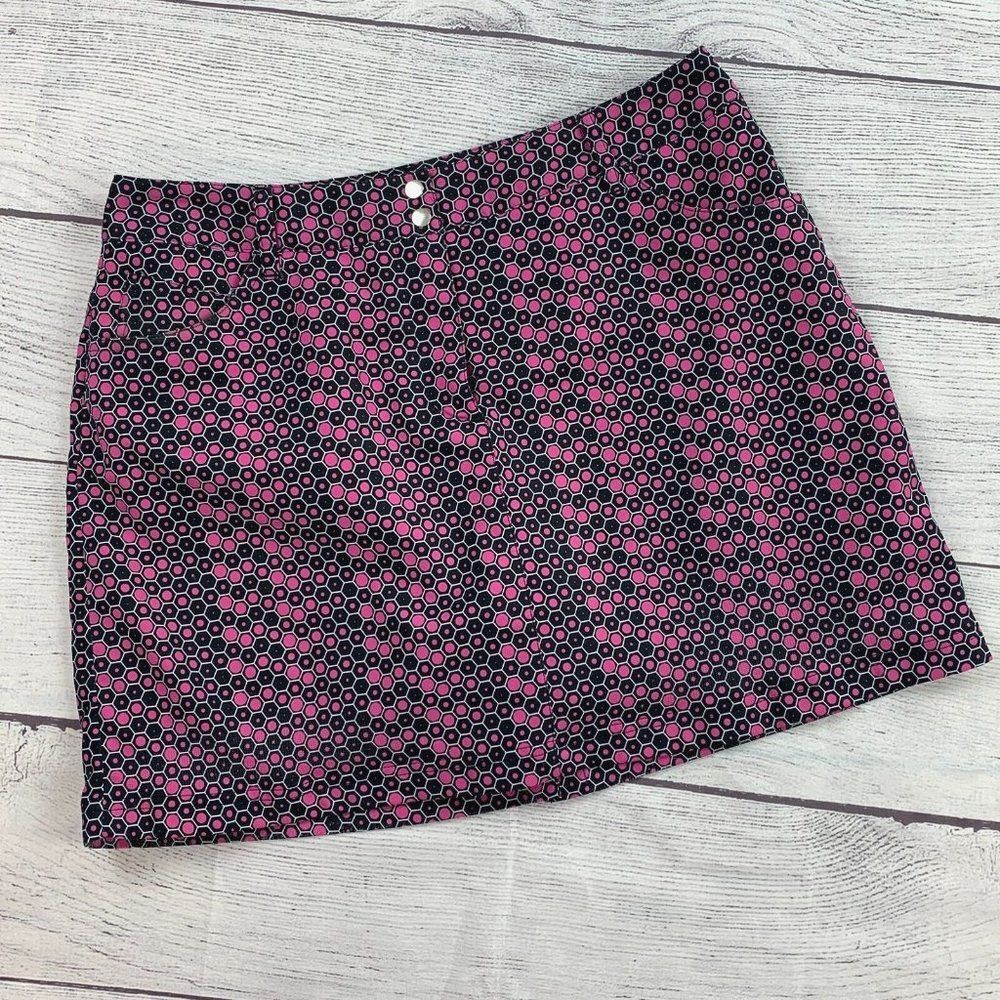 Slazenger Golf Skort sz 8 Shorts Under Skirt Black Pink Patterned